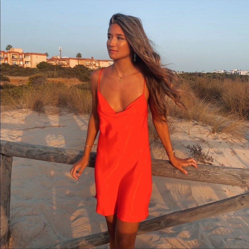 Zara Satin Mini dress cowl neck